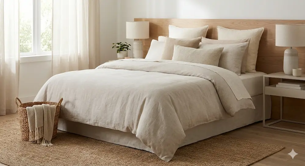 뉴트럴 컬러 조합으로 정돈된 침실 인테리어 사례