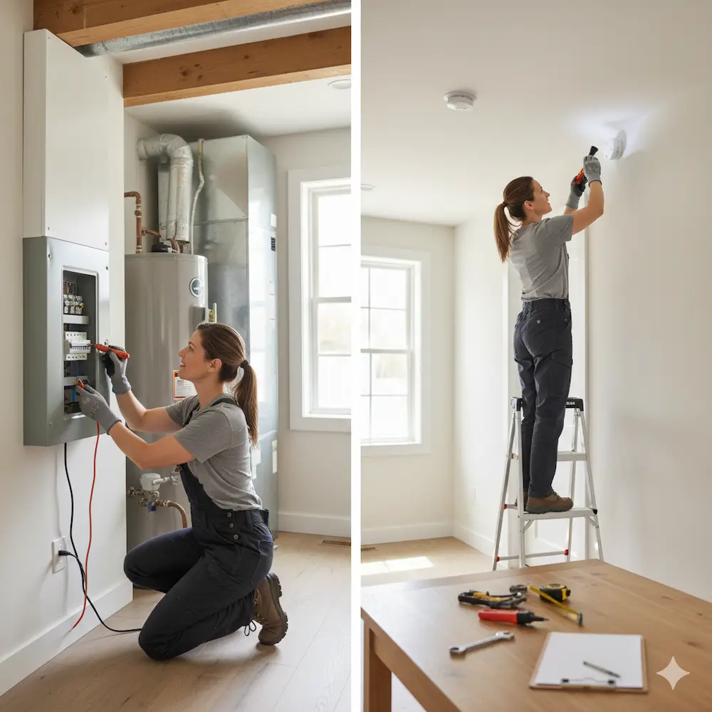 주택 내부 안전과 설비 상태를 점검하는 모습