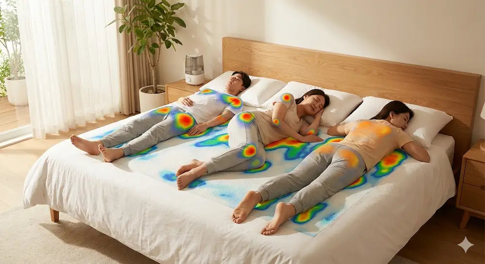 수면 자세에 따라 체압이 분산되는 모습