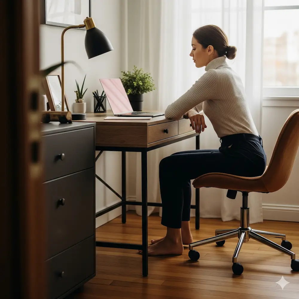 테이블 높이와 의자 사용 자세를 확인하는 실내 환경
